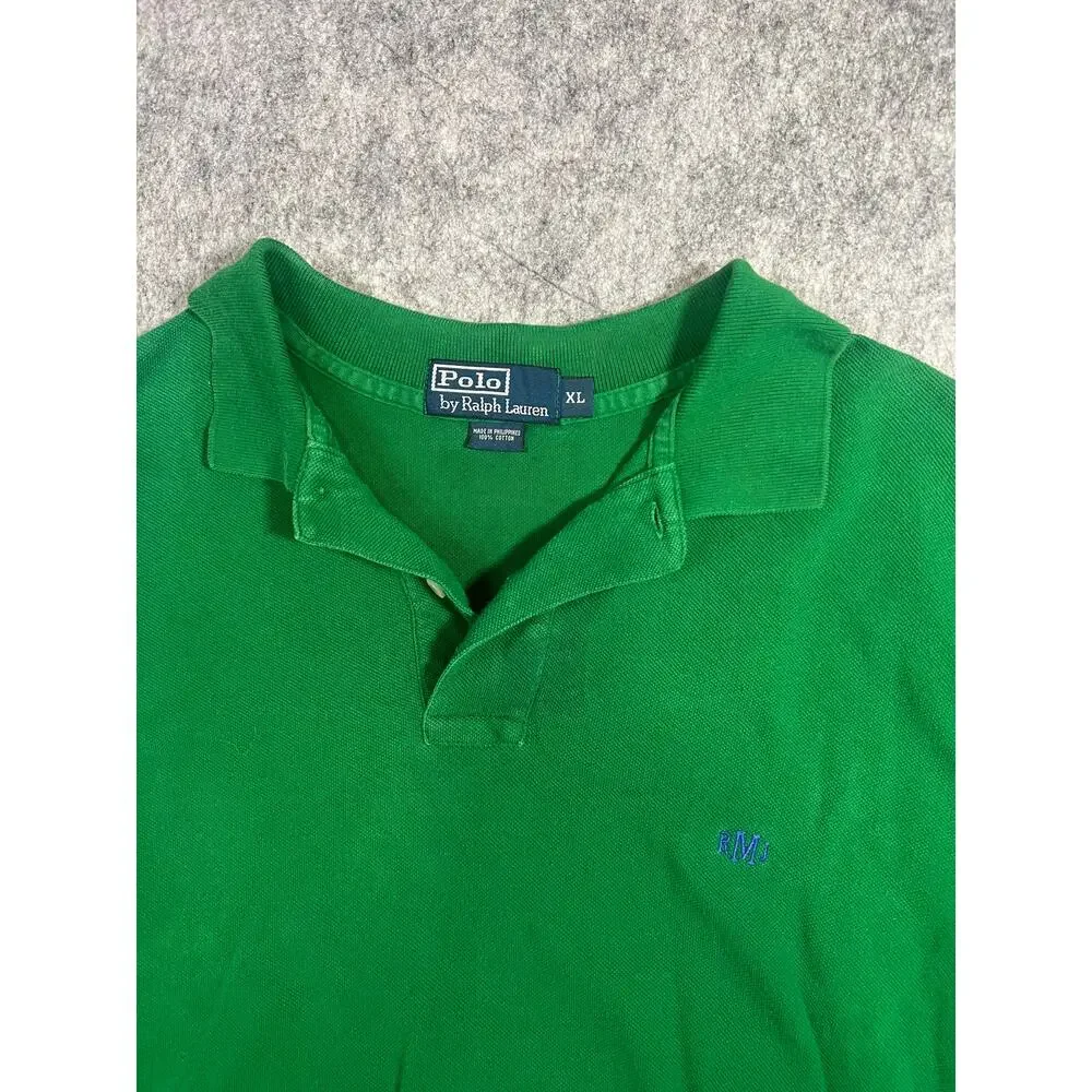 Polo Ralph Lauren Polo Shirt Mens XL Green Embroidered Pony RMJ Monogram Classic